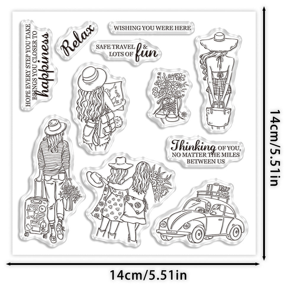Girls Go On Vacation Clear Stamps
