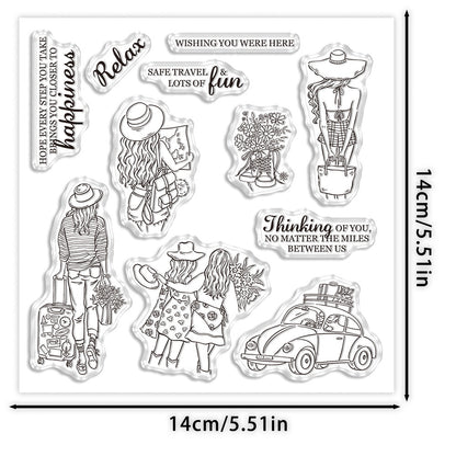 Girls Go On Vacation Clear Stamps