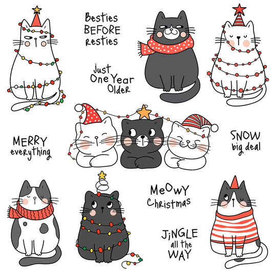 Cartoon Kittens Dies & Stamps Set