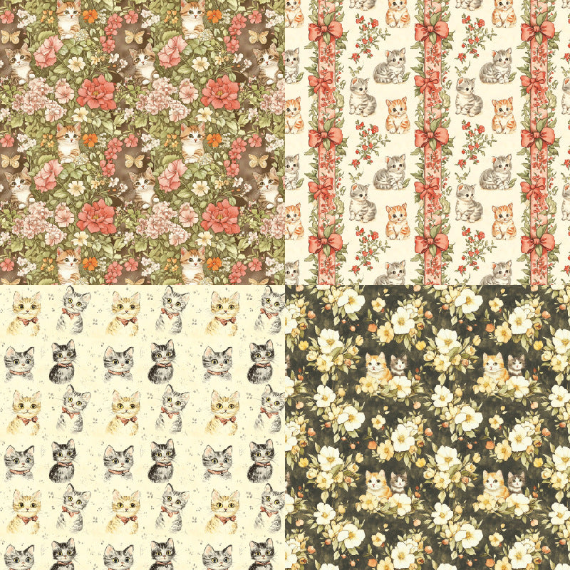 24PCS 6" Vintage Cats Scrapbook Paper & Cardstock