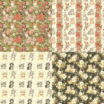 24PCS 6" Vintage Cats Scrapbook Paper & Cardstock