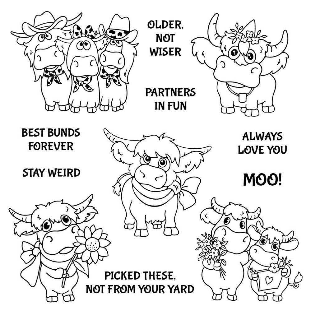 Flower Cow Dies & Stamps Set