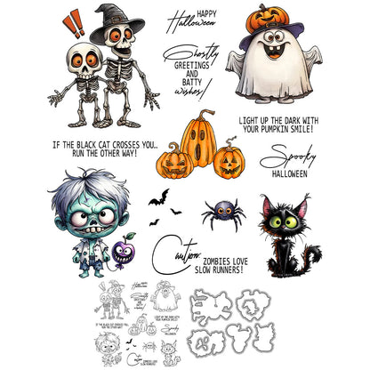 Halloween Skeleton Ghost Dies & Stamps Set
