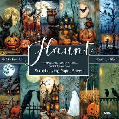 24PCS 6" Halloween Background Scrapbook Paper & Cardstock