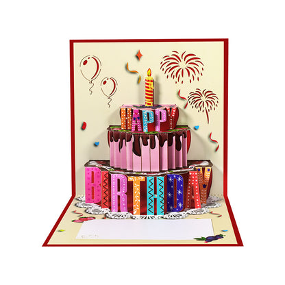 3D Creative Birthday Cake Pop-Up Greeting Card