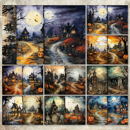 A5 Halloween Haunted House Scrapbook Paper