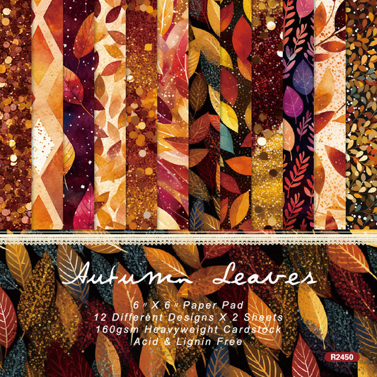 24PCS 6" Autumn Leaves Scrapbook Paper & Cardstock