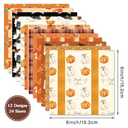 24PCS 6" Gourd Scrapbook Paper & Cardstock