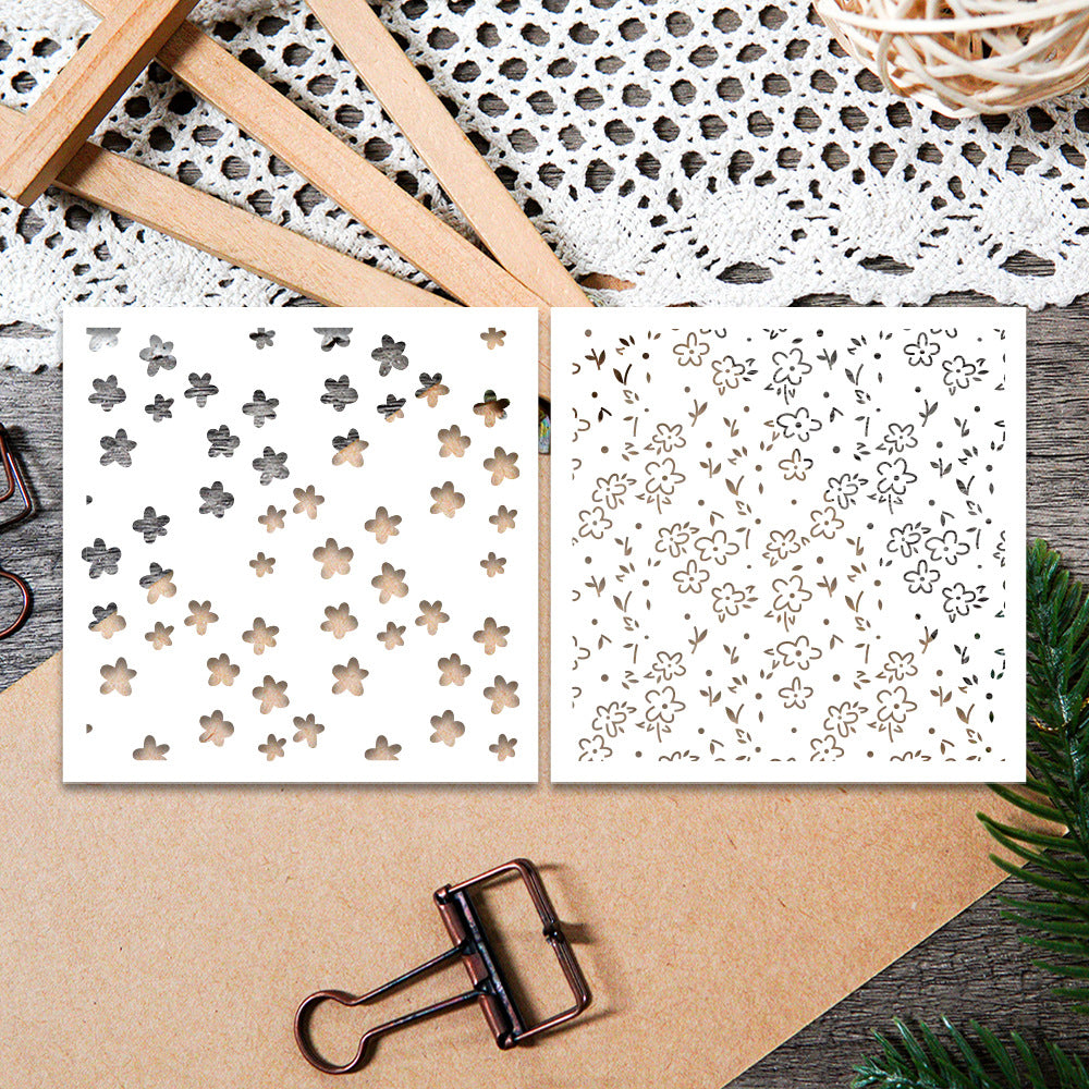 2 PCS Flower Pattern DIY Painting Hollow Stencil