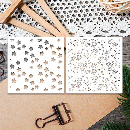 2 PCS Flower Pattern DIY Painting Hollow Stencil