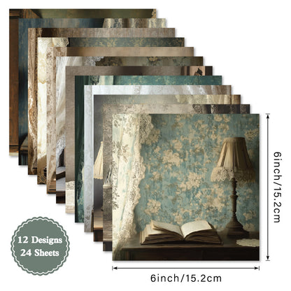 24PCS 6" Writing Desk Scrapbook Paper & Cardstock