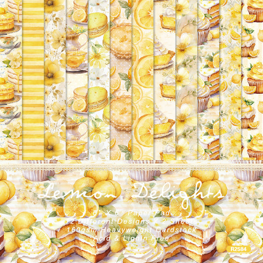 24PCS 6" Lemon Delights Scrapbook Paper & Cardstock