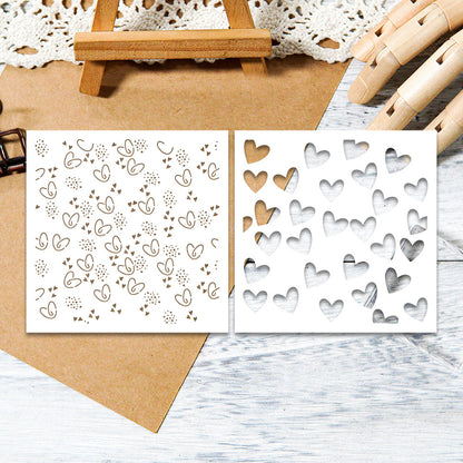 2 PCS Heart Pattern DIY Painting Hollow Stencil