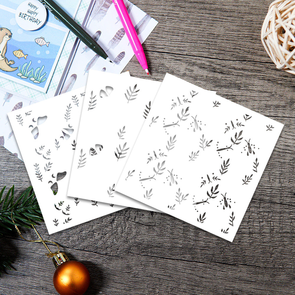 2 PCS Decorative Background DIY Painting Hollow Stencil