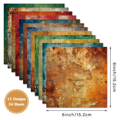 24PCS 6" Patina Scrapbook Paper & Cardstock