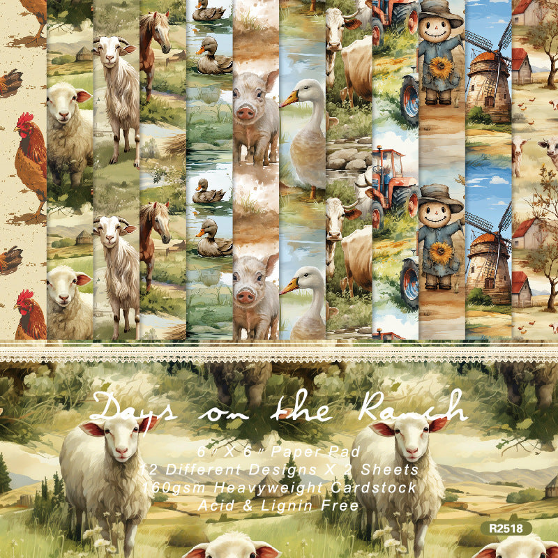 24PCS 6" Days on the Ranch Scrapbook Paper & Cardstock