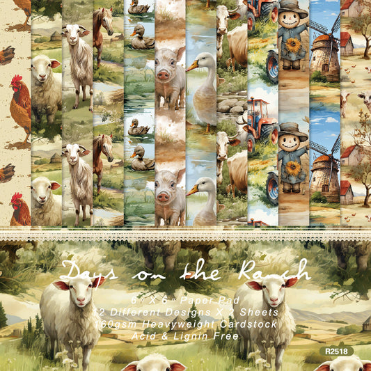 24PCS 6" Days on the Ranch Scrapbook Paper & Cardstock