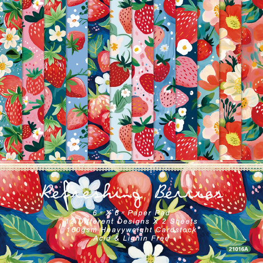 24PCS 6" Refreshing Berries Scrapbook Paper & Cardstock