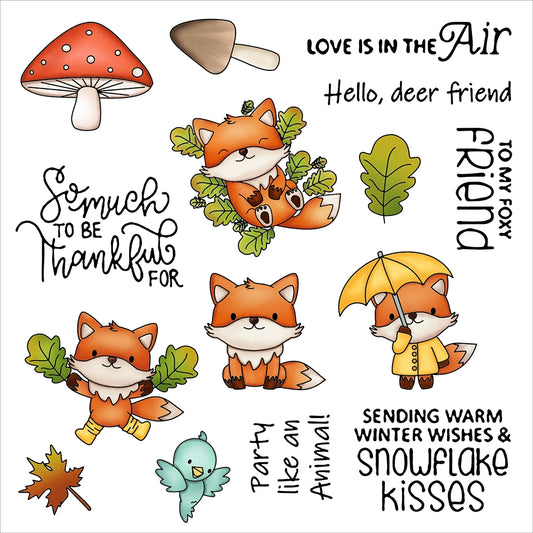 Cute Squirrel Mushroom Dies & Stamps Set