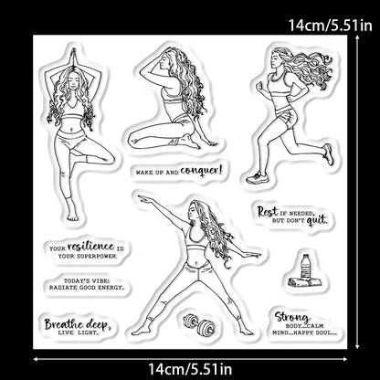 Girls Exercise Yoga Clear Stamps