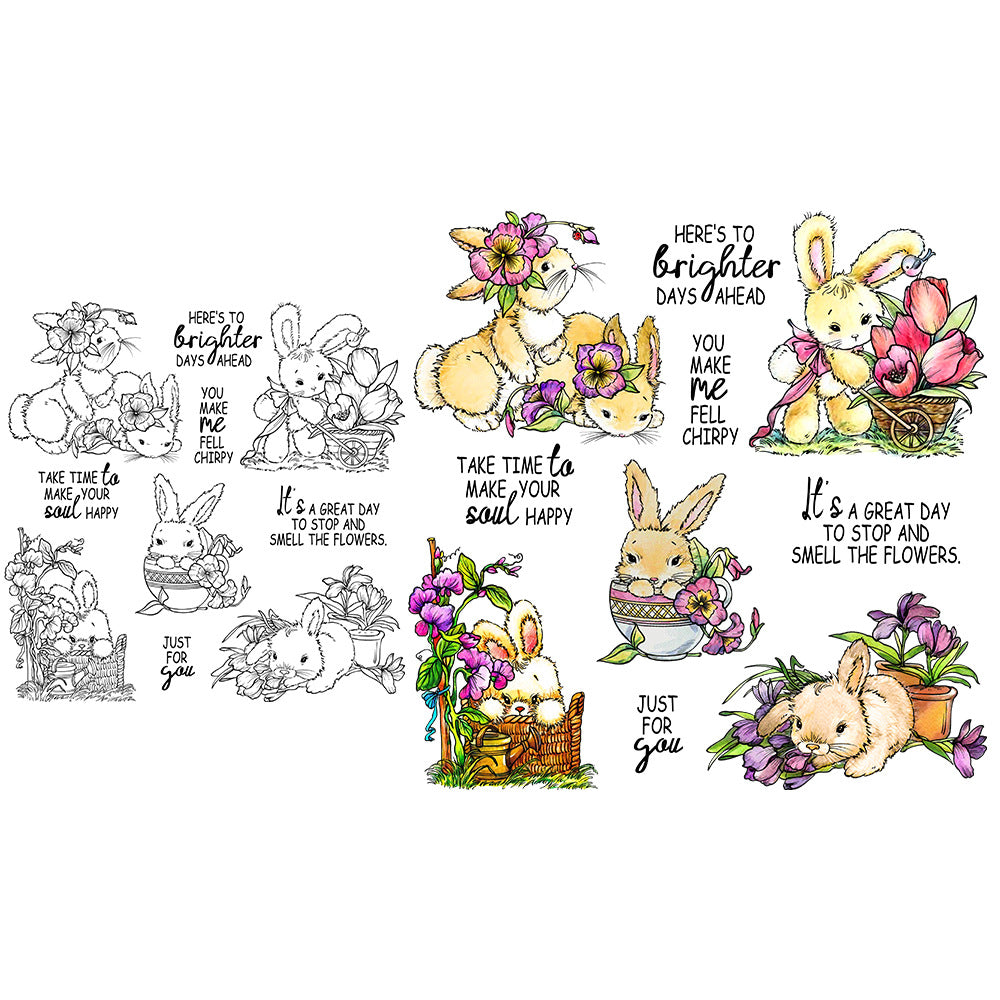 Flower Bunny Clear Stamps