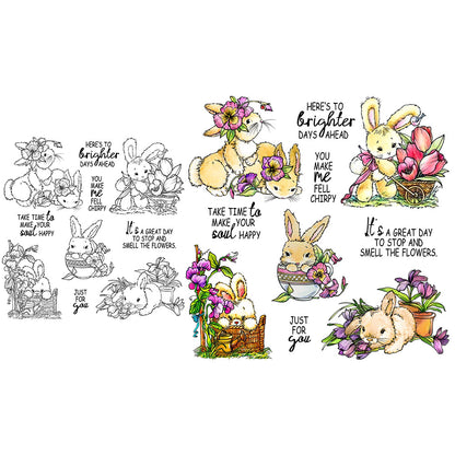 Flower Bunny Clear Stamps