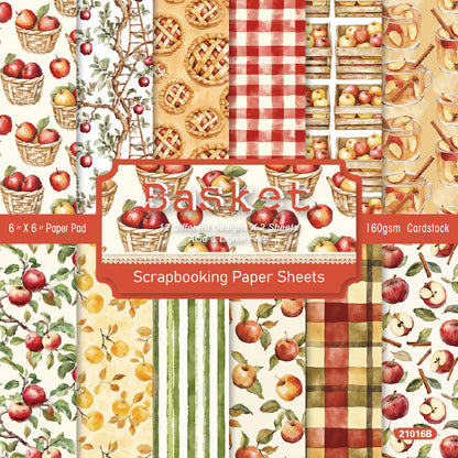 24PCS 6" Basket Scrapbook Paper & Cardstock