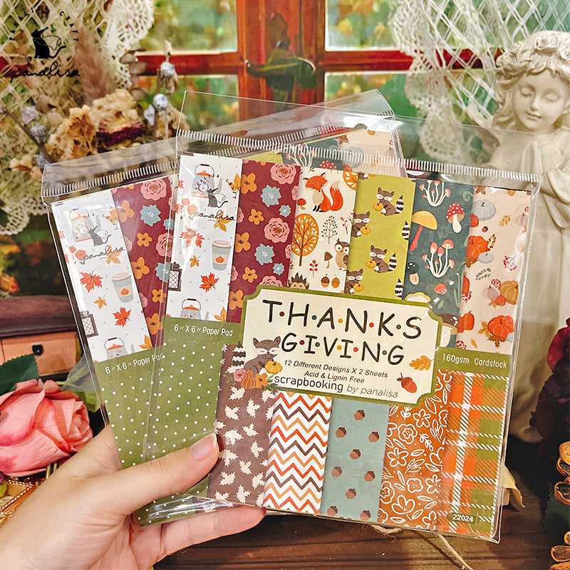 24PCS 6" Autumn Thanksgiving Scrapbook Paper & Cardstock