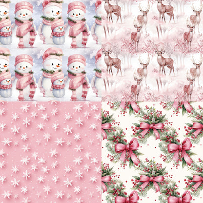 24PCS 6" Rosy Yuletide Scrapbook Paper & Cardstock