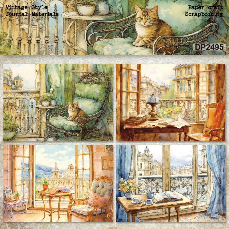 A5 European Windows Vintage Journal Scrapbook Paper