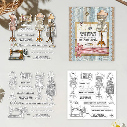 Clothes Rack Sewing Machine Clear Stamps