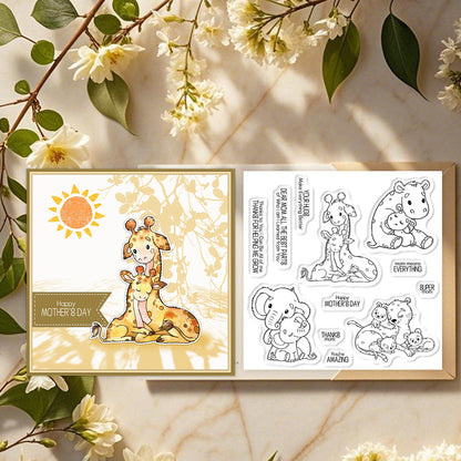 Love Mom Baby Animals Clear Stamps