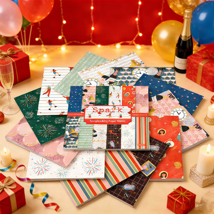24PCS 6" Spark Scrapbook Paper & Cardstock