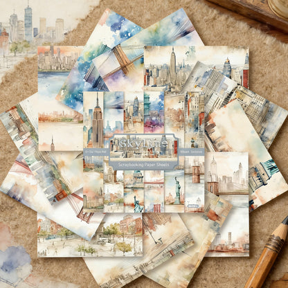 24PCS 6" Skyline Scrapbook Paper & Cardstock