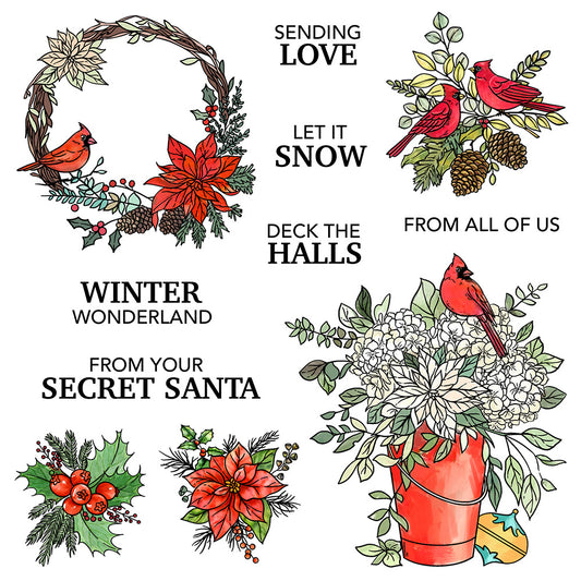 Christmas Plants and Birds Dies & Stamps Set