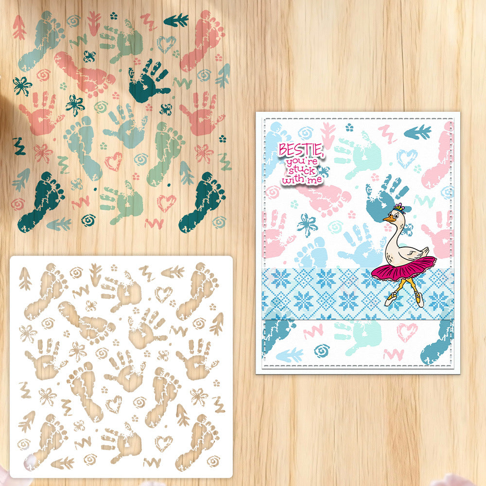 1 PC Footprint Pattern DIY Painting Hollow Stencil