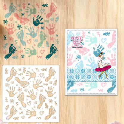 1 PC Footprint Pattern DIY Painting Hollow Stencil