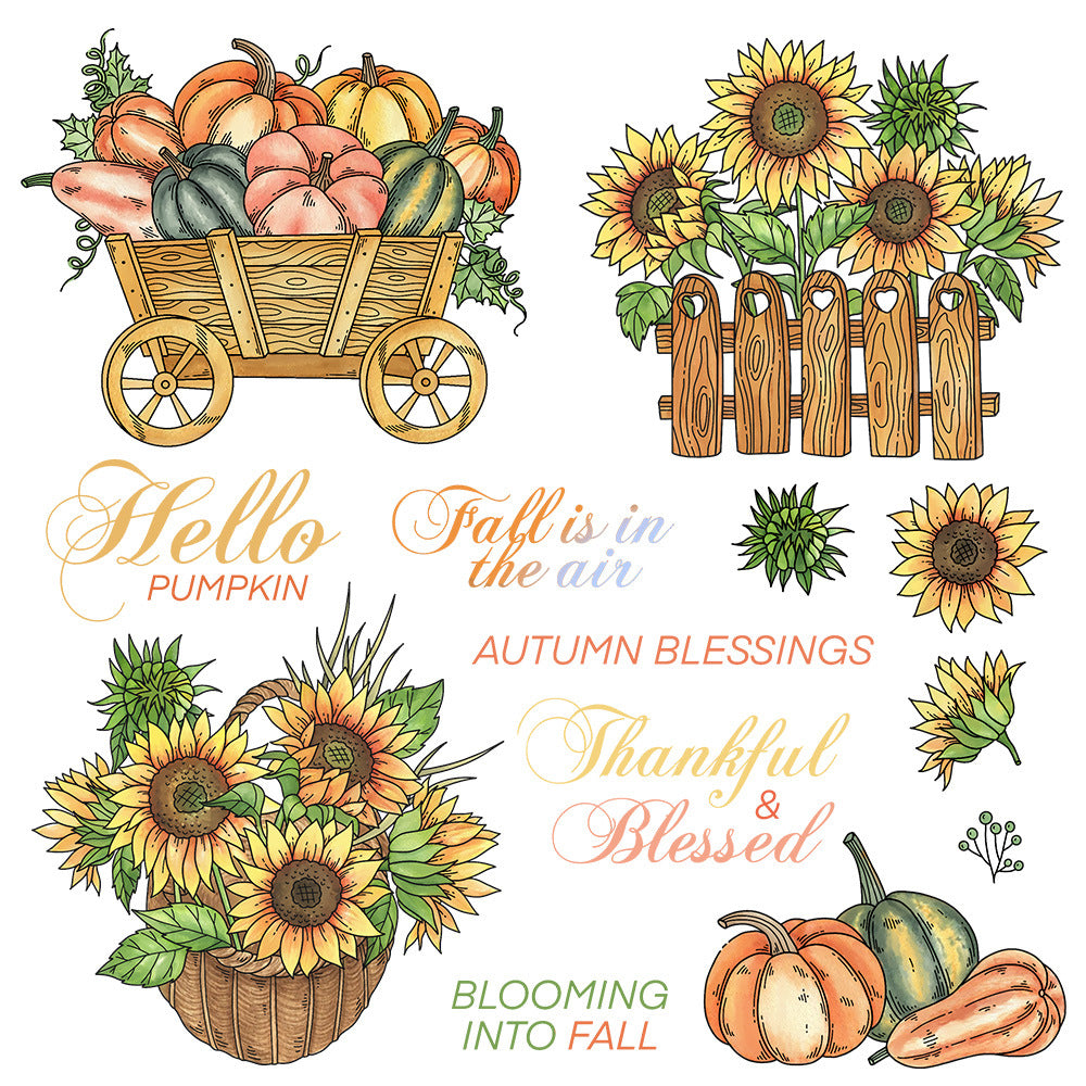 Sunflower Pumpkin Dies & Stamps Set