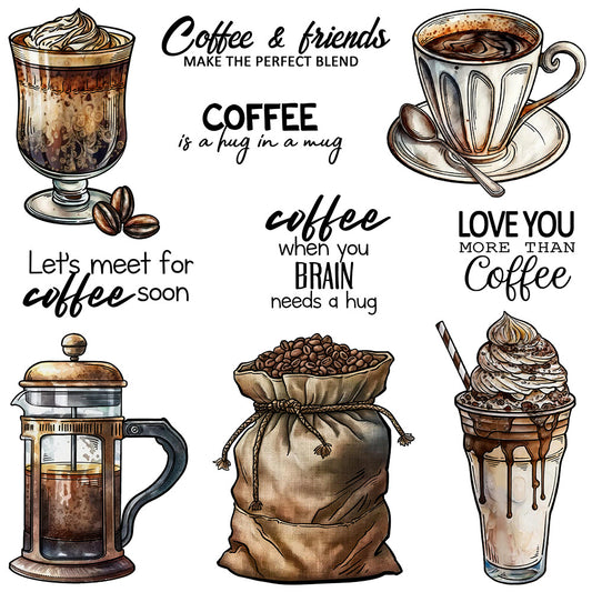 Retro Coffee Dies & Stamps Set