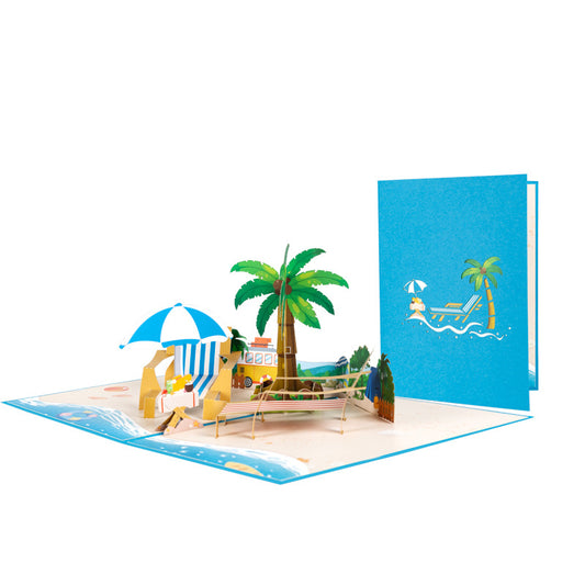 3D Creative Beach Vacation Pop-Up Greeting Card