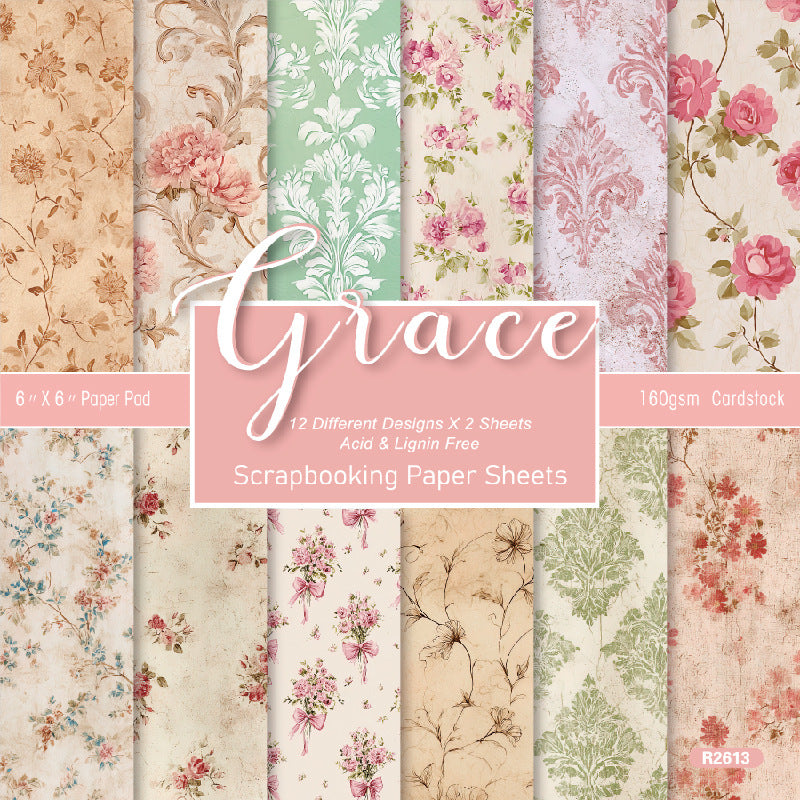24PCS 6" Grace Scrapbook Paper & Cardstock