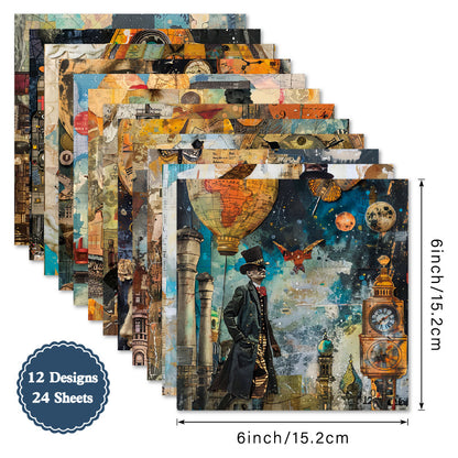 24PCS 6" Ahead Scrapbook Paper & Cardstock