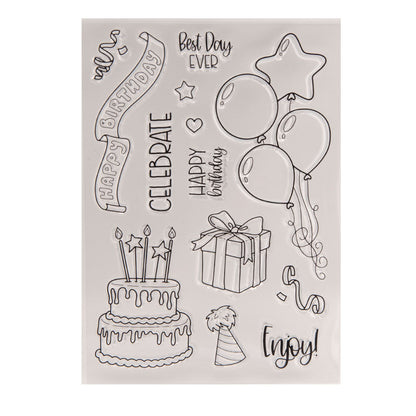 Happy Birthday Balloon Cake Clear Stamps