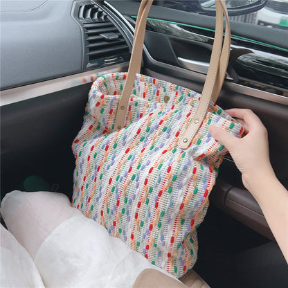 Colorful Wool Woven Shoulder Tote Bag