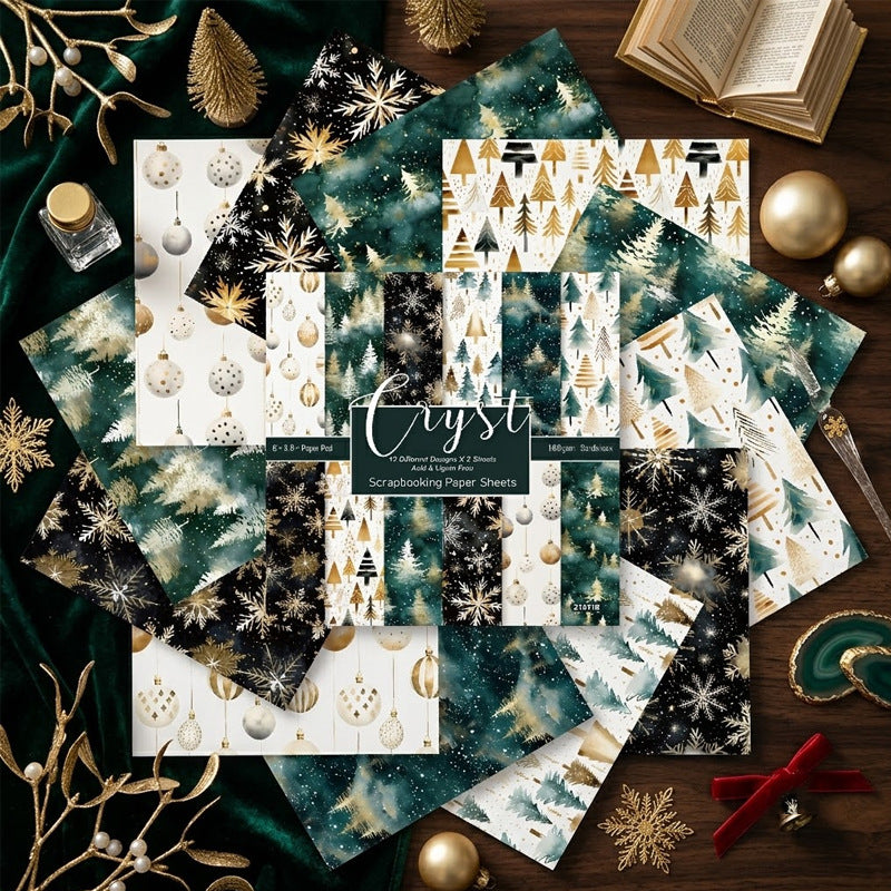 24PCS 6" Cryst Scrapbook Paper & Cardstock
