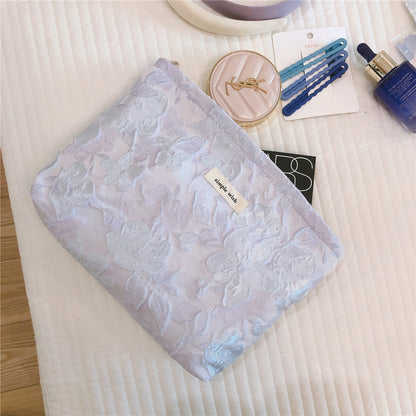 Elegant Large Flower Embossed Cosmetic Bag