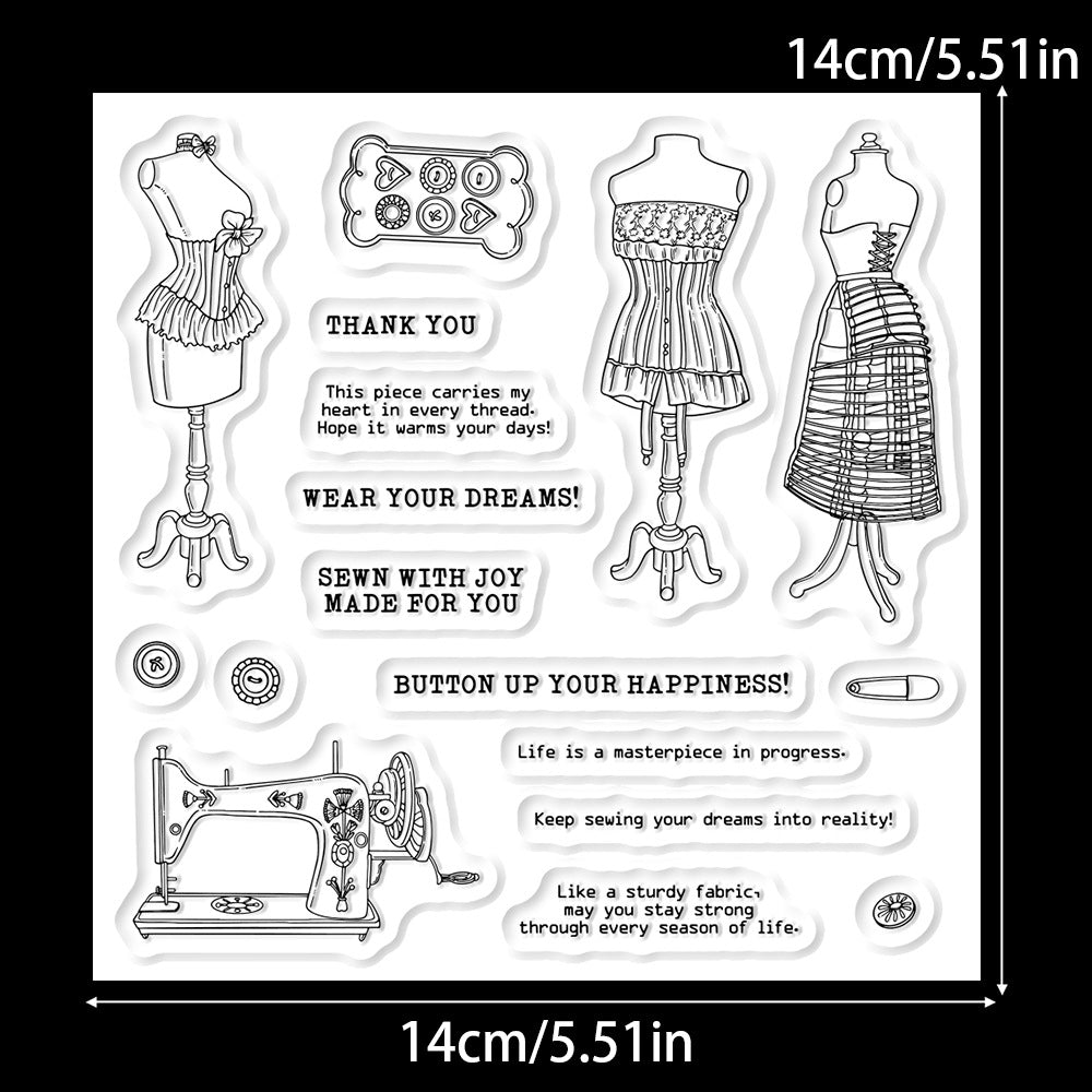 Clothes Rack Sewing Machine Clear Stamps