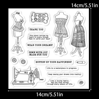 Clothes Rack Sewing Machine Clear Stamps