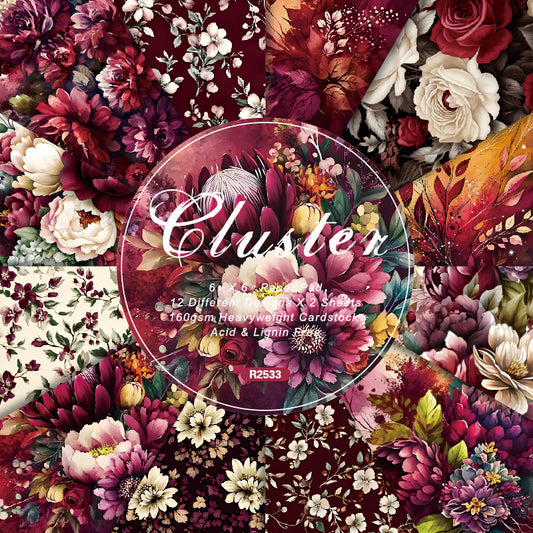 24PCS 6" Flowers Scrapbook Paper & Cardstock