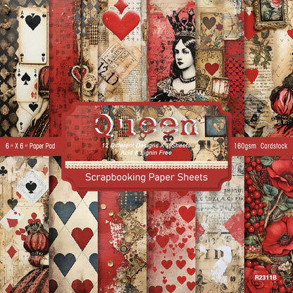 24PCS 6" Queen Scrapbook Paper & Cardstock